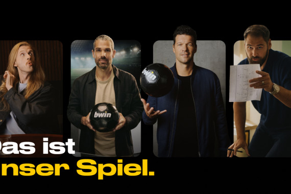Christoph „Icke“ Dommisch, Daniel Herzog, Michael Ballack und Sebastian Vollmer sind neue bwin-Markenbotschafter.