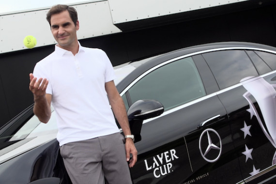 Schnittbilder von einem Foto-Terim mit Tennis-Legende Roger Federer im Vorfeld des Laver Cup 2021 in Boston.
