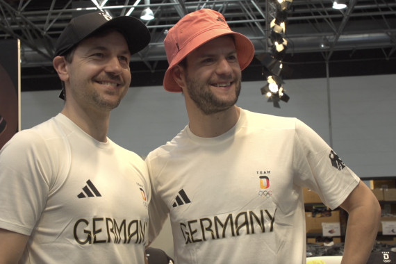 Schnittbilder zur Einkleidung von Team Deutschland unter anderem mit den DTTB-Männer um Timo Boll.