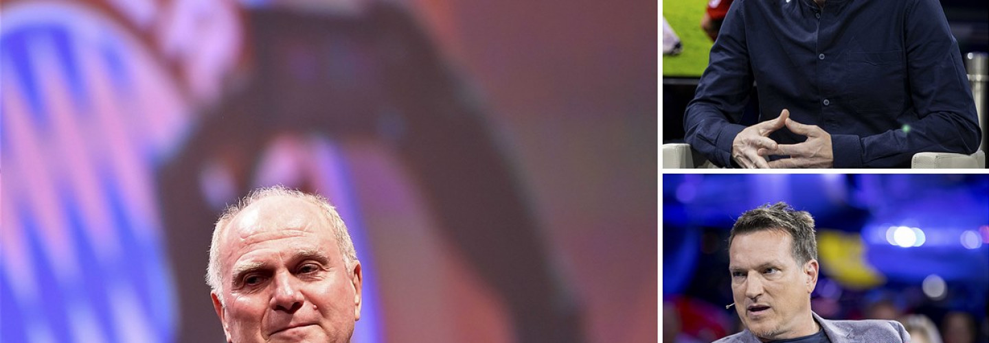 Uli Hoeneß (links), Christoph Freund (rechts oben) und Andi Herzog (rechts unten)