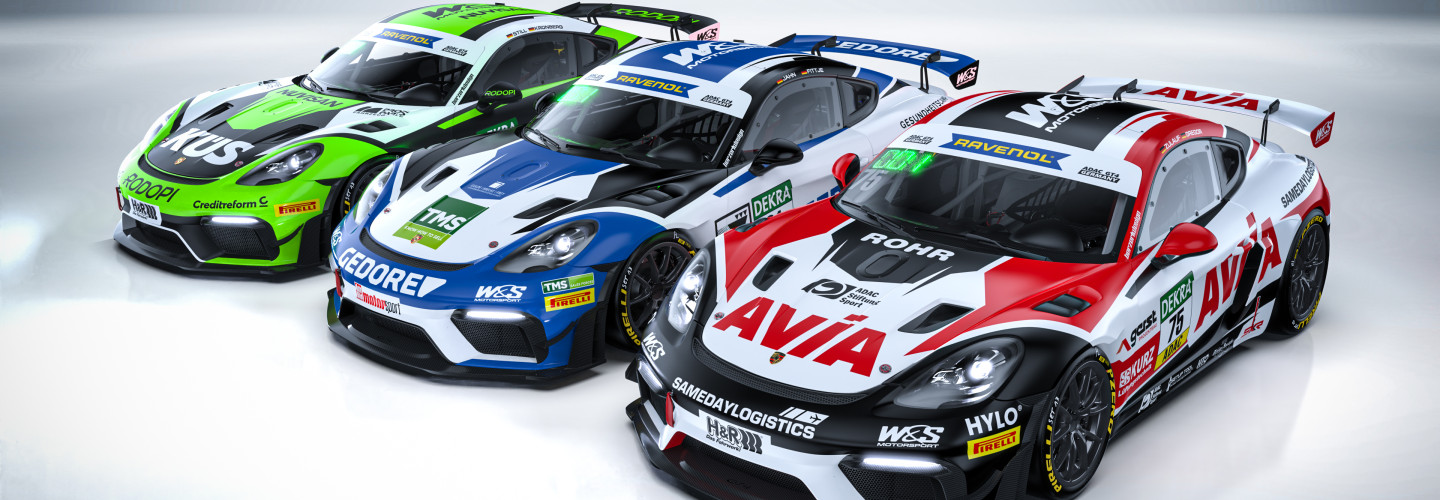 Die drei Porsche 718 Cayman GT4 RS Clubsport von AVIA W&S Motorsport