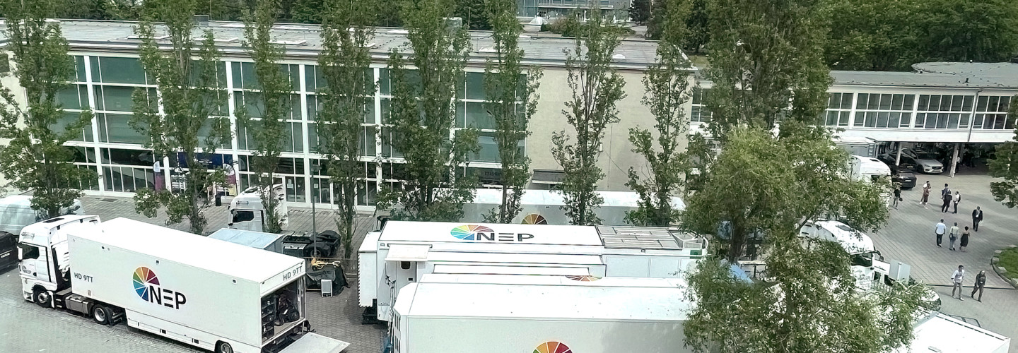 Der TV Compound auf dem Messegelände