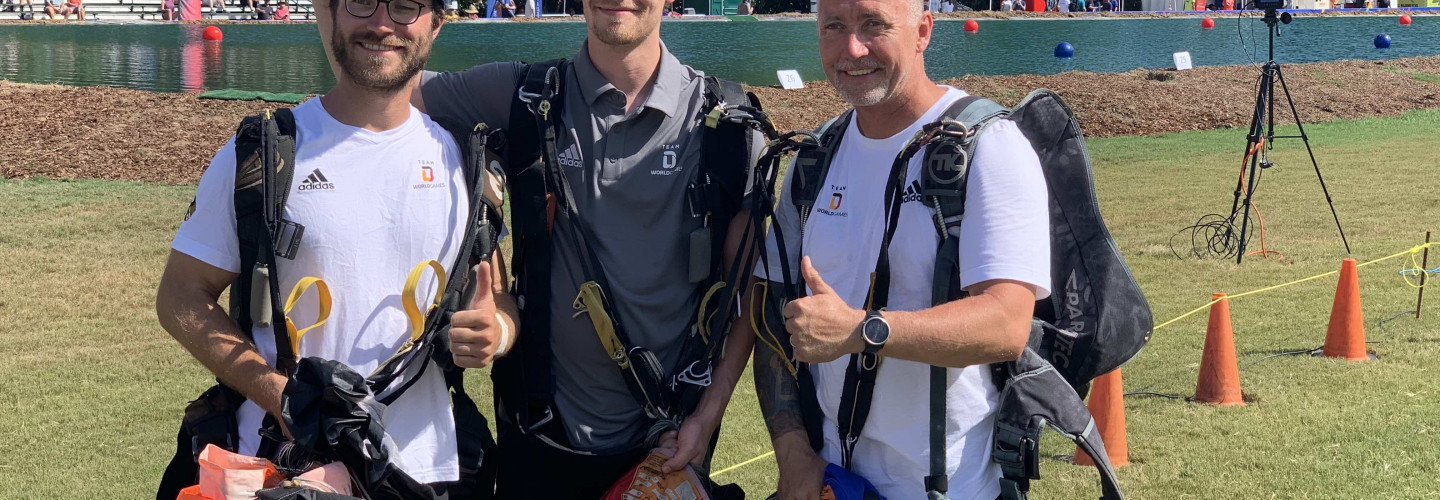 World Games 2022: Fallschirmspringer Max Kossidowski - Kai Bunkus - Tobias Koch (vlnr)