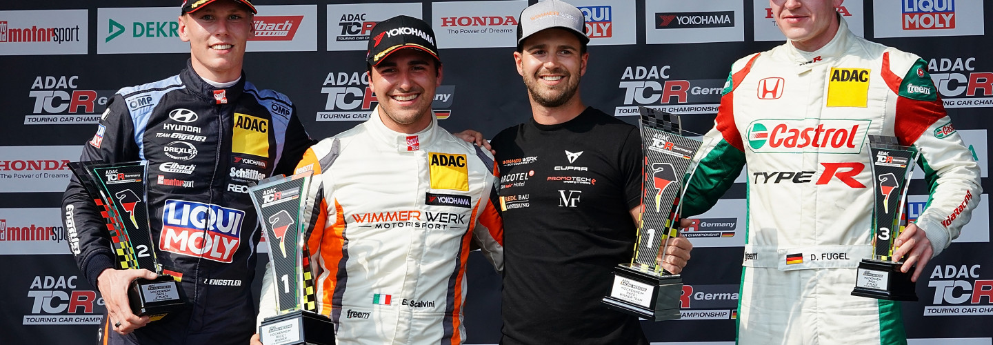 Das Podium der ADAC TCR Germany am Samstag auf dem Hockenheimring
