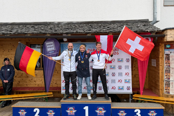 Siegerehrung - Offene Wertung; vl Reinhold Haibel, Sebastian Grasser, Andrin Frei