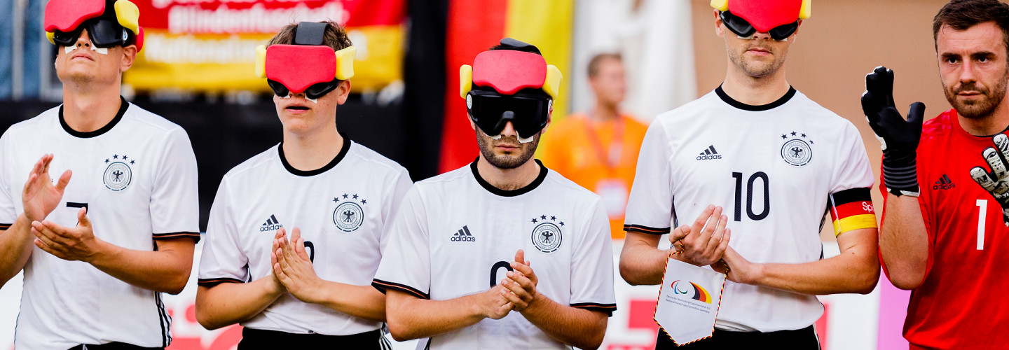 Die Blindenfußball-Nationalmannschaft (Copyright Foto: Binh Truong/DBS)