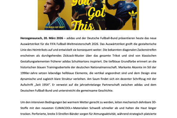 Pressemitteilung: adidas präsentiert das neue DFB-Auswärtstrikot