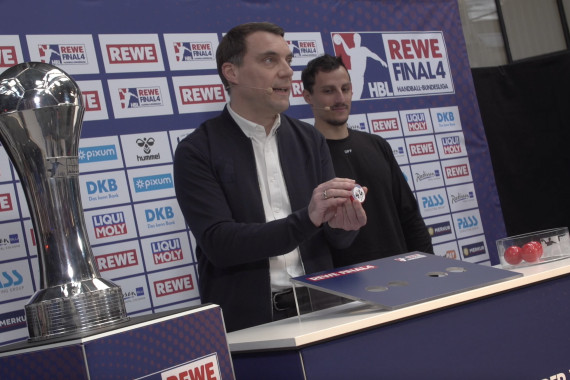 Schnittbilder der Mixed Zone zur Auslosung des REWE Final4 in Köln.