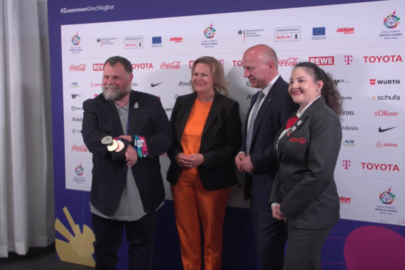 Schnittbilder von der Auftakt-Pressekonferenz einen Tag vor Beginn der Special Olympics World Games in Berlin