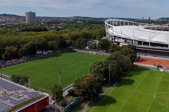 Drohnenbilder des zweiten Spieltags beim Porsche Fußball Cup.